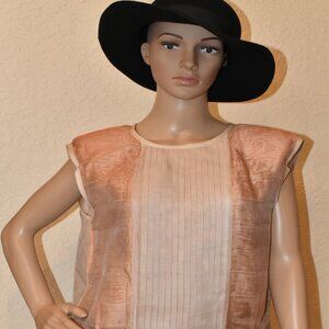 Vintage Sleeveless Shimmering Peach and White blouse US M - NWOT